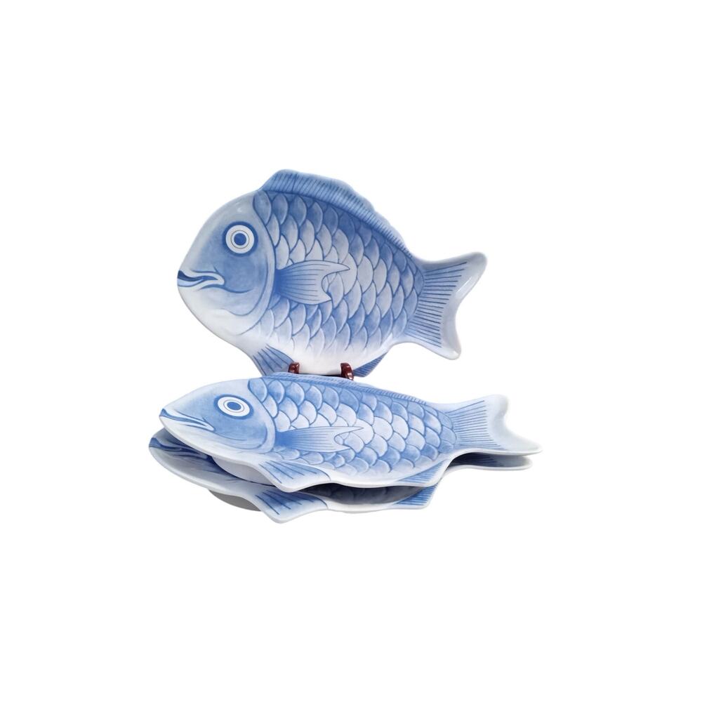 Melamine Sigrid Olsen Fish Shaped Dinner Plate Blue Set of 3